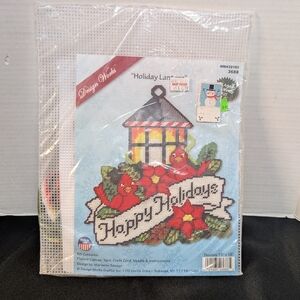 New Design Works Christmas Holiday Poinsettia Lantern Plastic Canvas Kit Craft